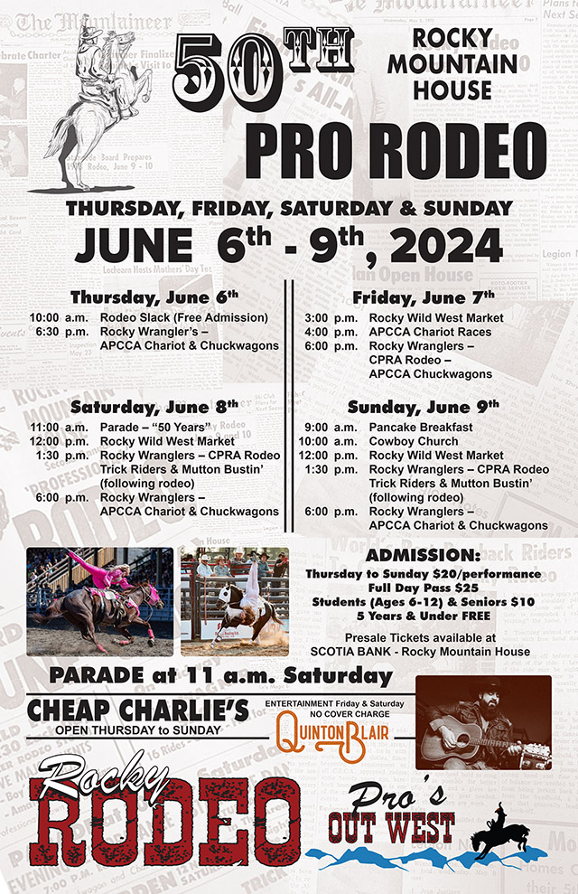 50th Rocky Mountain House Pro Rodeo June 6-9, 2024